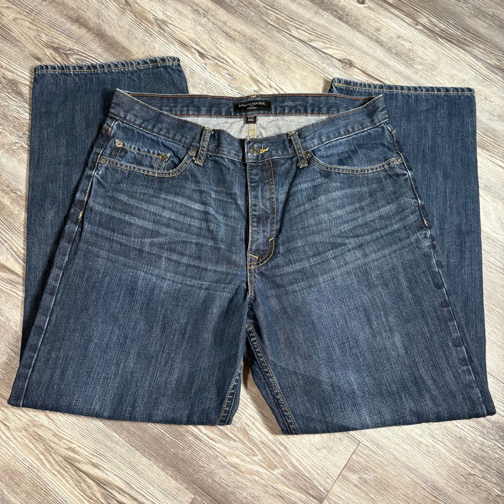 Banana Republic Men’s 100% Cotton Straight Leg Jeans Dark Wash 34x30 EUC
